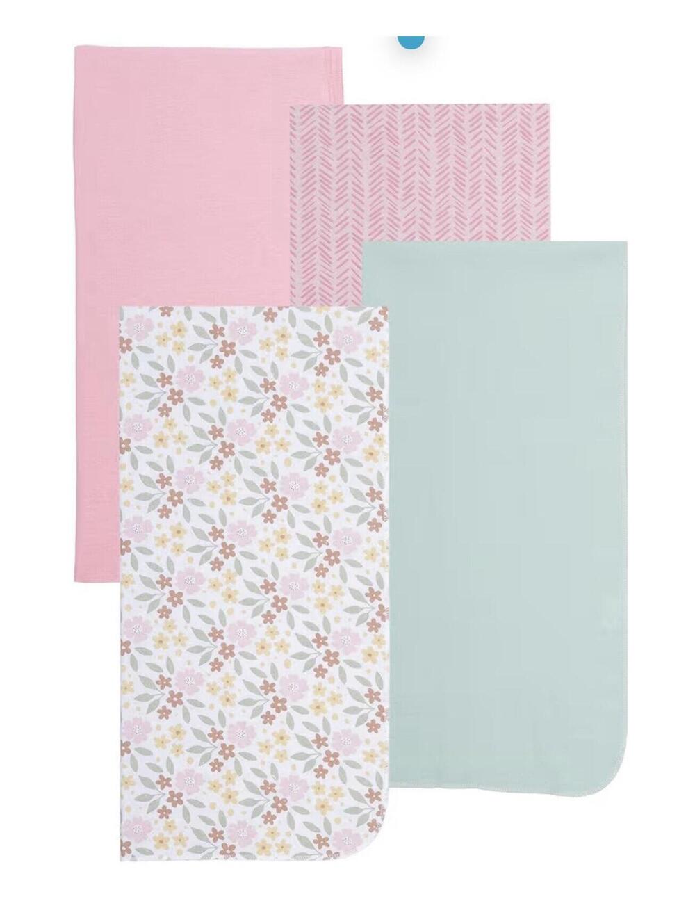 EVERYDAY KIDS 4 Pack of Soft Flannel Receiving Baby Blanket Set for Girls;